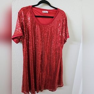 Sequin red shirt dress